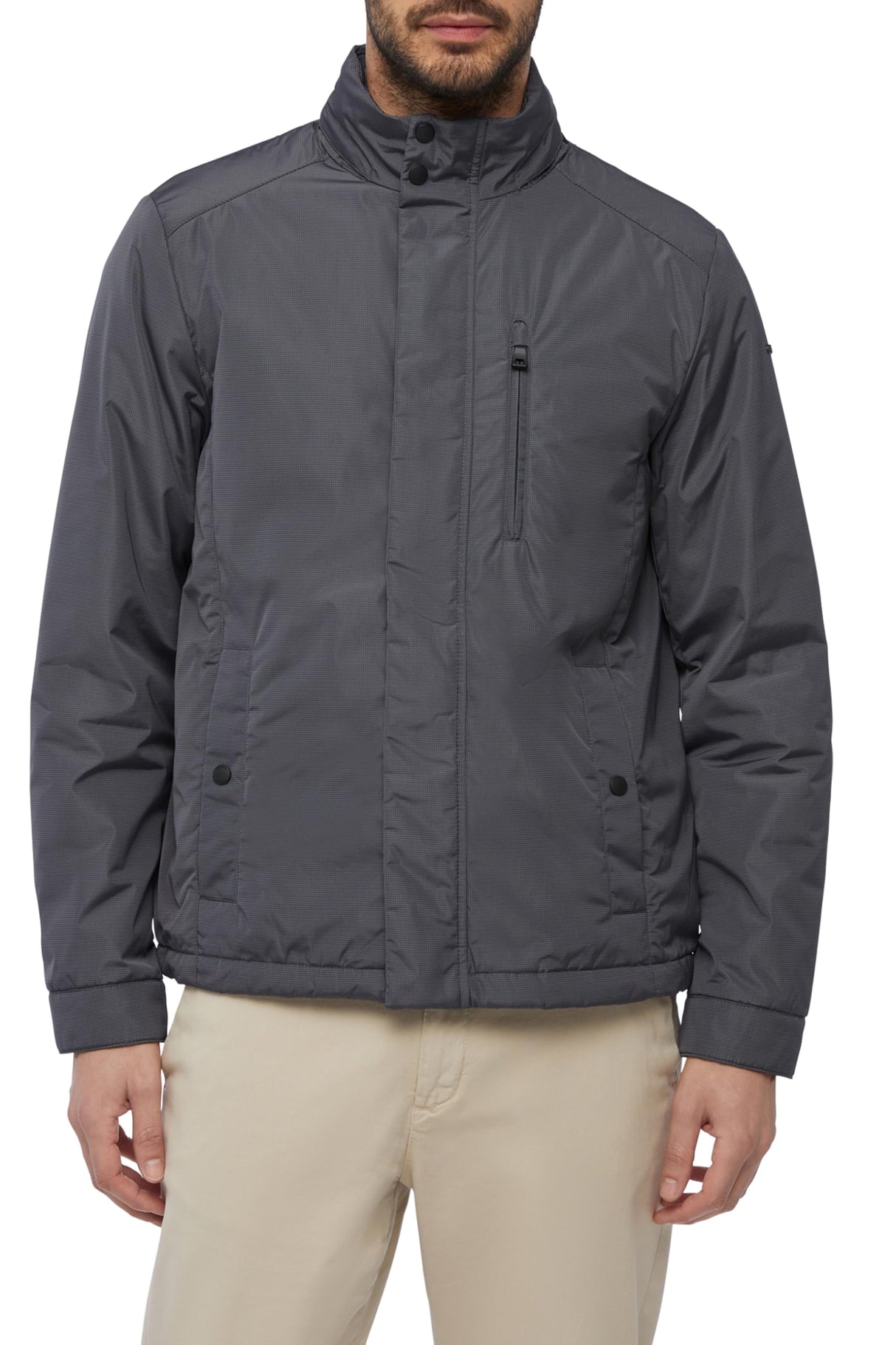 Geox M Litio Short Jkt Chaqueta, Perla ahumada/Negro, 56 para Hombre