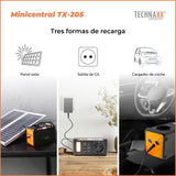 Mini estación de energía TX-205 de Technaxx - Power bank de 74 Wh 230 V con enchufe incorporado - Batería externa para portátil, teléfono móvil, mini nevera, etc., compatible con cargadores solares
