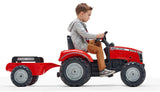 FALK-Tracteur à pédales Massey Ferguson S8740 Rouge with remorque Tractor Remolque-A Partir de 3 años-Fabricado en Francia-Volante direccional con bocina-Asiento regulable-4010AB, Multicolor, 4010ab