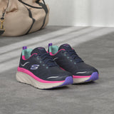 Skechers D'lux Walker Infinite Motion, Zapatillas Mujer, Navy Silver Leather Pink Mesh White Tri, 40 EU