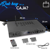 Pyle Amplificador de Audio, Receptor, Montaje en Rack de 5 Canales, Cine en casa, Transmision inalambrica Bluetooth, Radio MP3/USB/SD/AUX/FM, 200V, Pantalla LCD Digital ID3