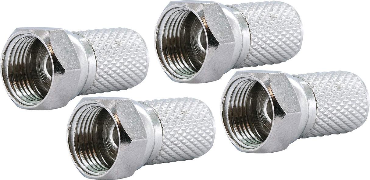 Schwaiger GmbH Schwaiger -FST7004 531 - Juego de 4 Conectores F (7 mm de diámetro, para Cable coaxial, conexión de Enchufe y Cable, 4 Unidades), Color Plateado