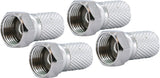 Schwaiger GmbH Schwaiger -FST7004 531 - Juego de 4 Conectores F (7 mm de diámetro, para Cable coaxial, conexión de Enchufe y Cable, 4 Unidades), Color Plateado