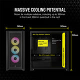 Corsair Semitorre iCUE 5000D RGB Airflow, 3 Ventiladores AF120 RGB Elite - Controlador iCUE Lighting Node Pro - Diseño de Alto Flujo de Aire - Negro