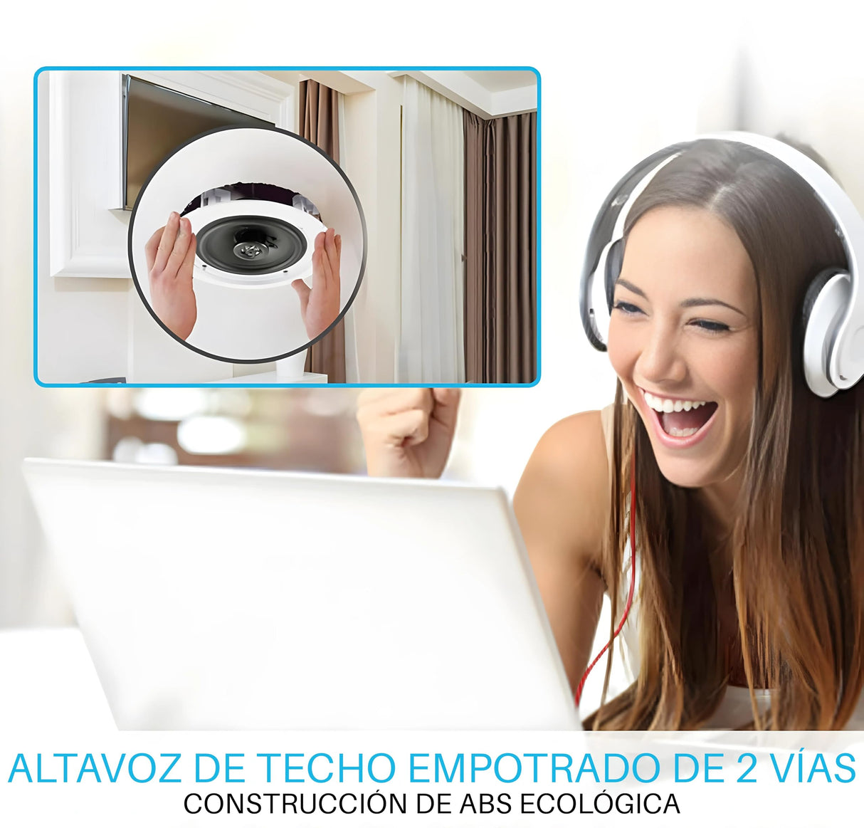 Pyle Altavoces empotrables, Bluetooth, Pared, Techo, 6.5”, 150W, Dos vias, Estereo, Estereo, Rejilla Redonda/Cuadrada Intercambiables