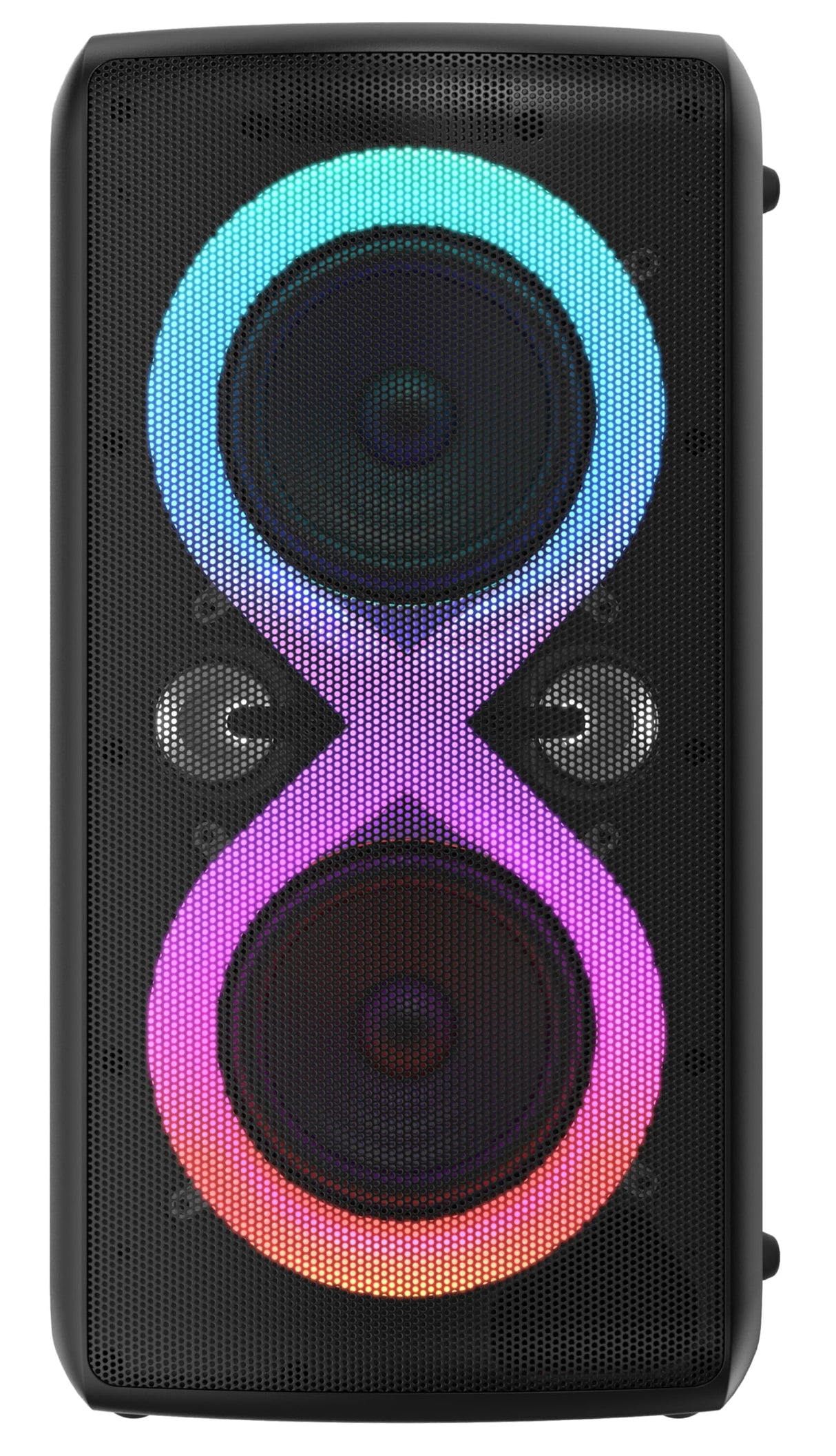 Majestic Fire 90 - Altavoz inalámbrico Audio 5.3, Luces LED 7 Efectos, entradas USB/Micro SD/AUX/Mic/Guitarra, Salida Monitor, Función Karaoke, Batería Recargable, Asa de Transporte