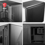 MSI Meg Maestro 700L PZ Mid-Tower - E-ATX, Soporte Vertical para GPU y Cable Riser PCIe 4.0, Soporte para GPU de una Pieza, Aluminio de una Pieza, Panel de Vidrio Templado Curvado de 270°, USB Type-C