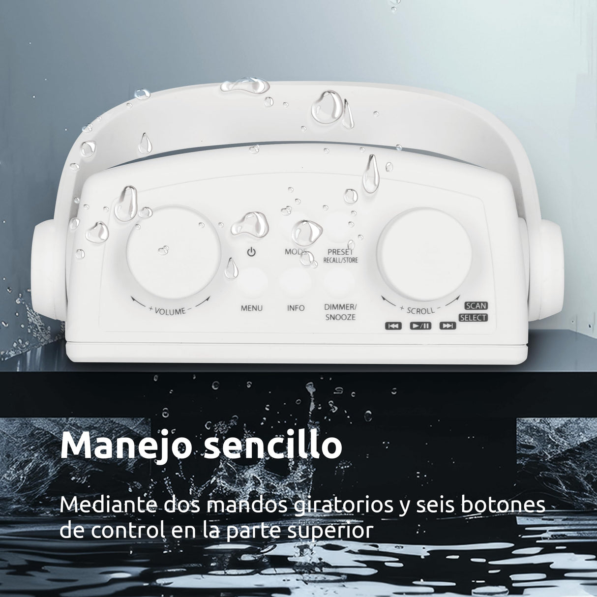TechniSat DIGITRADIO 30 - Radio de Ducha Impermeable Dab+ (FM, Radio Digital Dab, batería integrada, Bluetooth, Resistente al Agua IPX5, Despertador, Memoria Favorita, Conector para Auriculares)