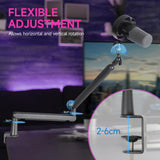 FIFINE Soporte de Micrófono, Brazo de Micrófono para Micrófono K658 K688 AM8 A8, con Pinza para Micrófono, Adaptador deTornillo, Gestión de Cables