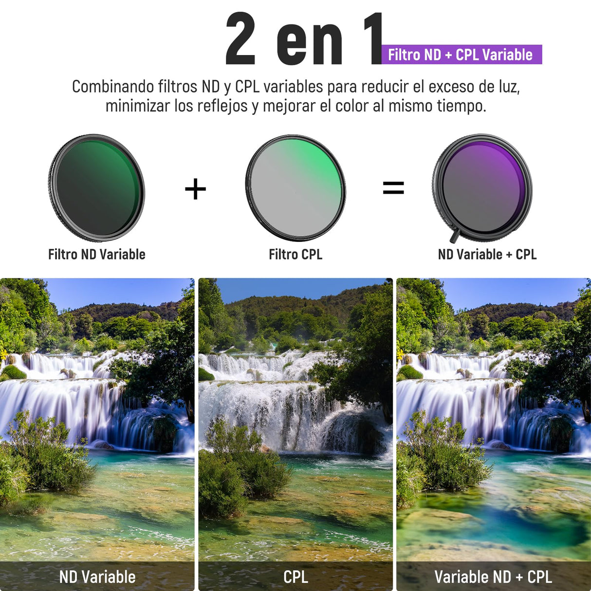 NEEWER True Colors 82mm Variable ND2-32 y CPL con Filtros Set Magnéticos ND32, 2 en 1 Ajustable Uno Giratorio Reducción de Luz, Eliminación de Reflejos, sin Cambio de Color, sin Cruz X, sin Viñetas