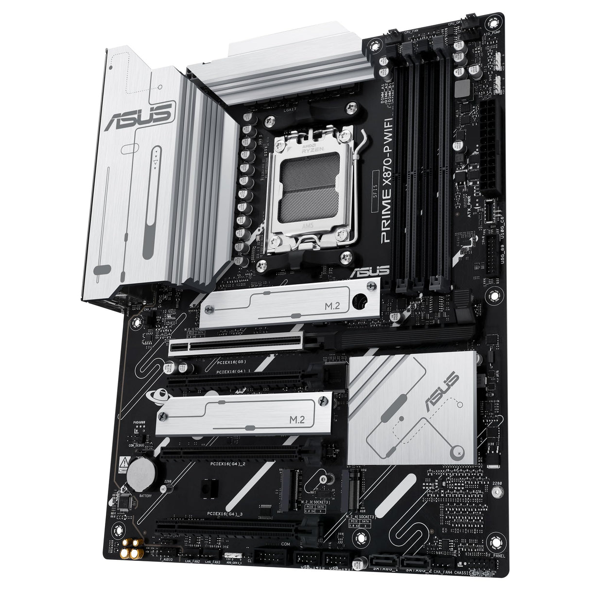 ASUS Prime X870-P WiFi - Placa Base AMD ATX, 14+2+1(80A) etapas de Potencia, PCIe 5.0 x16 Compatible con GPU de última generación, 4X M.2, DDR5, WiFi 7, Q-Antenna
