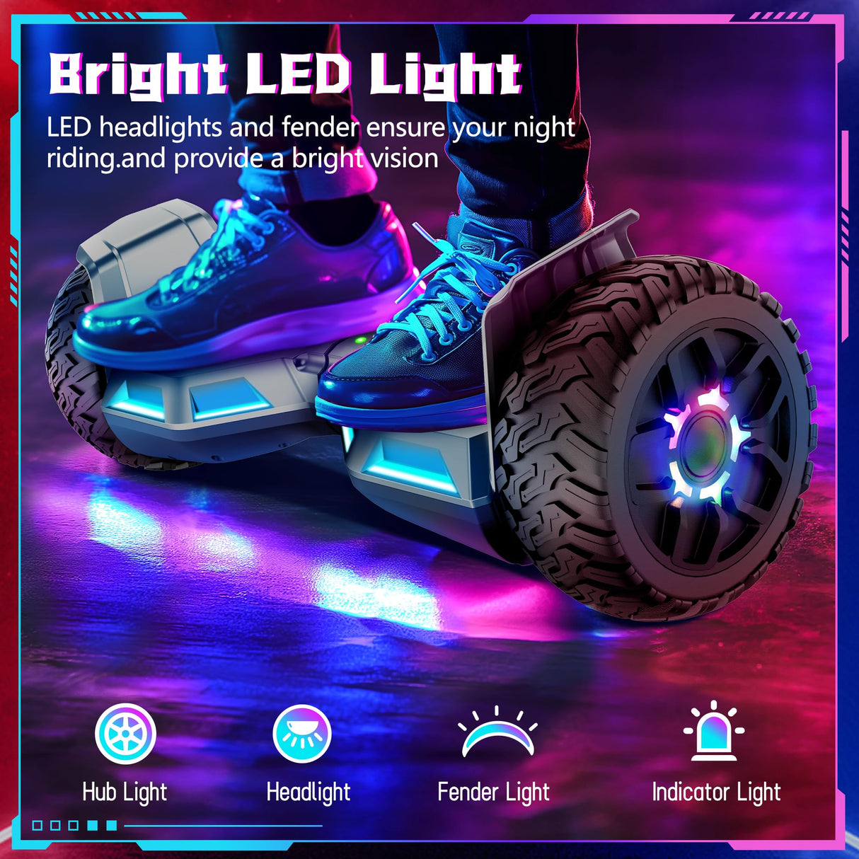 SISIGAD Hoverboard go Kart Seat,8.5" Off Road Hoverboards with LED Lights, All Terrain Hoverboards, Self Balancing Scooter with Bluetooth