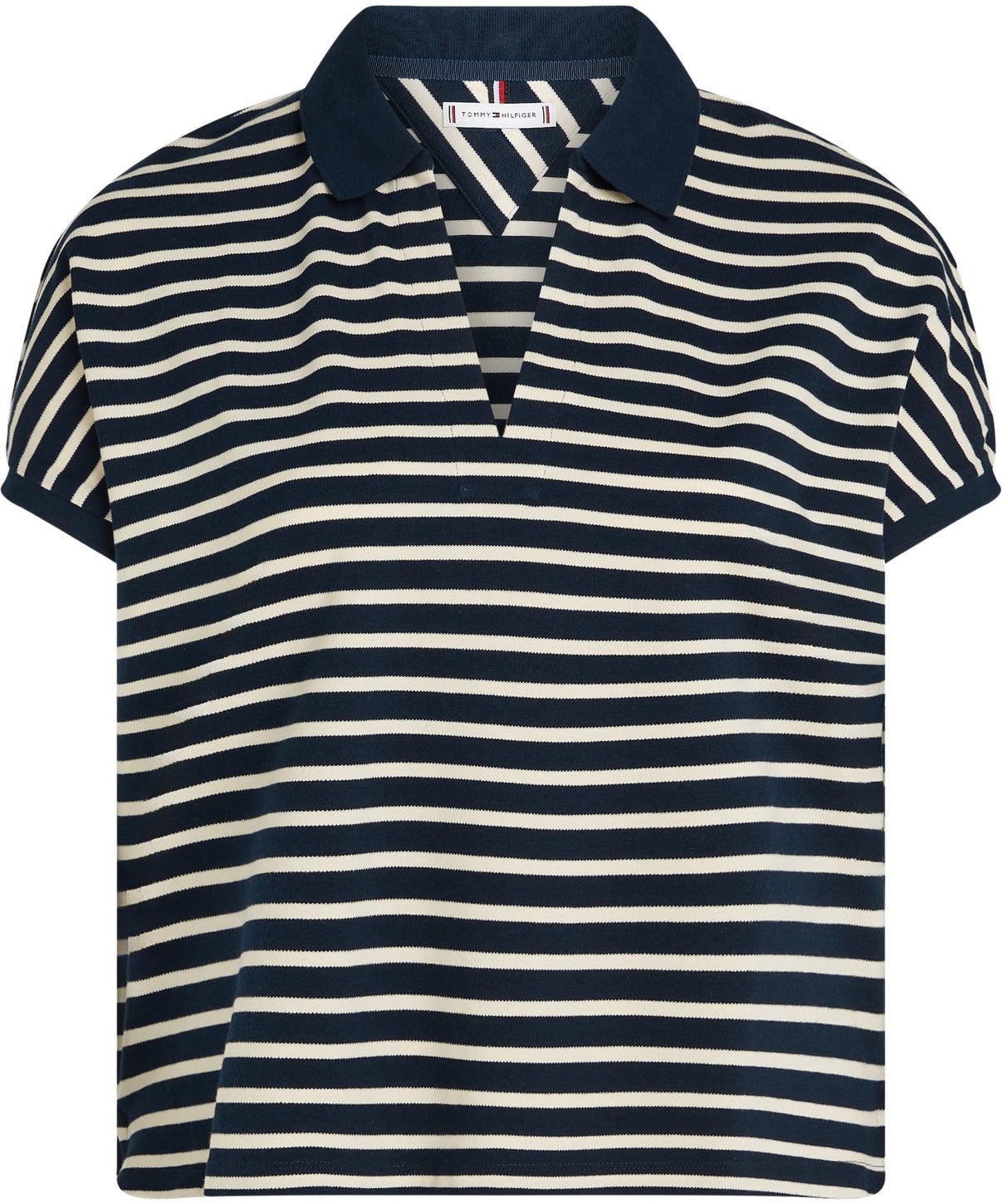 Tommy Hilfiger Polo de manga corta Mujer Lyocell Relaxed Fit, Multicolor (Dark Night Navy/Calico Stp), 52