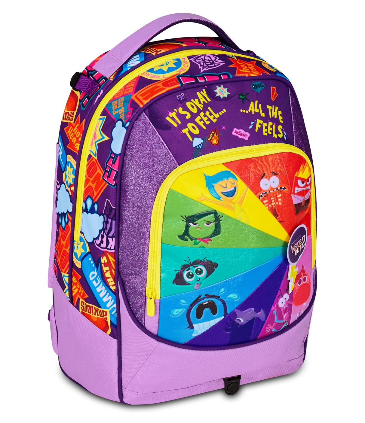 Seven Inside Out 2 Trolley Escuela Jack 3 Ruedas, Violeta, 3 en 1, Mochila Triple Uso con Carro Desenganchable, 33 L, Escuela Primaria, Niña