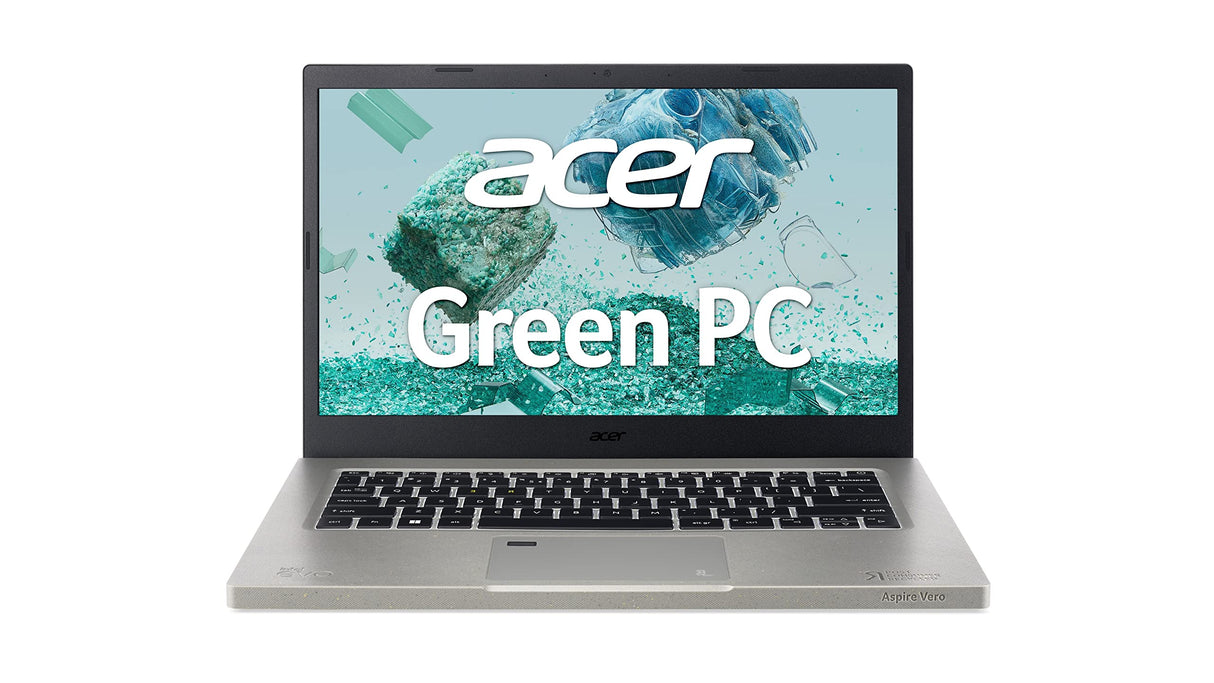 Acer Aspire Vero (AV14-51-79KC) Green Laptop | Pantalla FHD de 14" | Intel Core i7-1255U | 16 GB RAM | 512 GB SSD | Intel Iris Xe Graphics | Windows 11 | Teclado QWERTZ | Gris