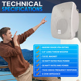 Altavoz de Patio al Aire Libre para Montaje en Pared, 3.5 Pulgadas, 2 vías, Resistente a la Intemperie, Altavoces comerciales montados en Pared o Techo con Transformador Integrado de 70 V, gabinete