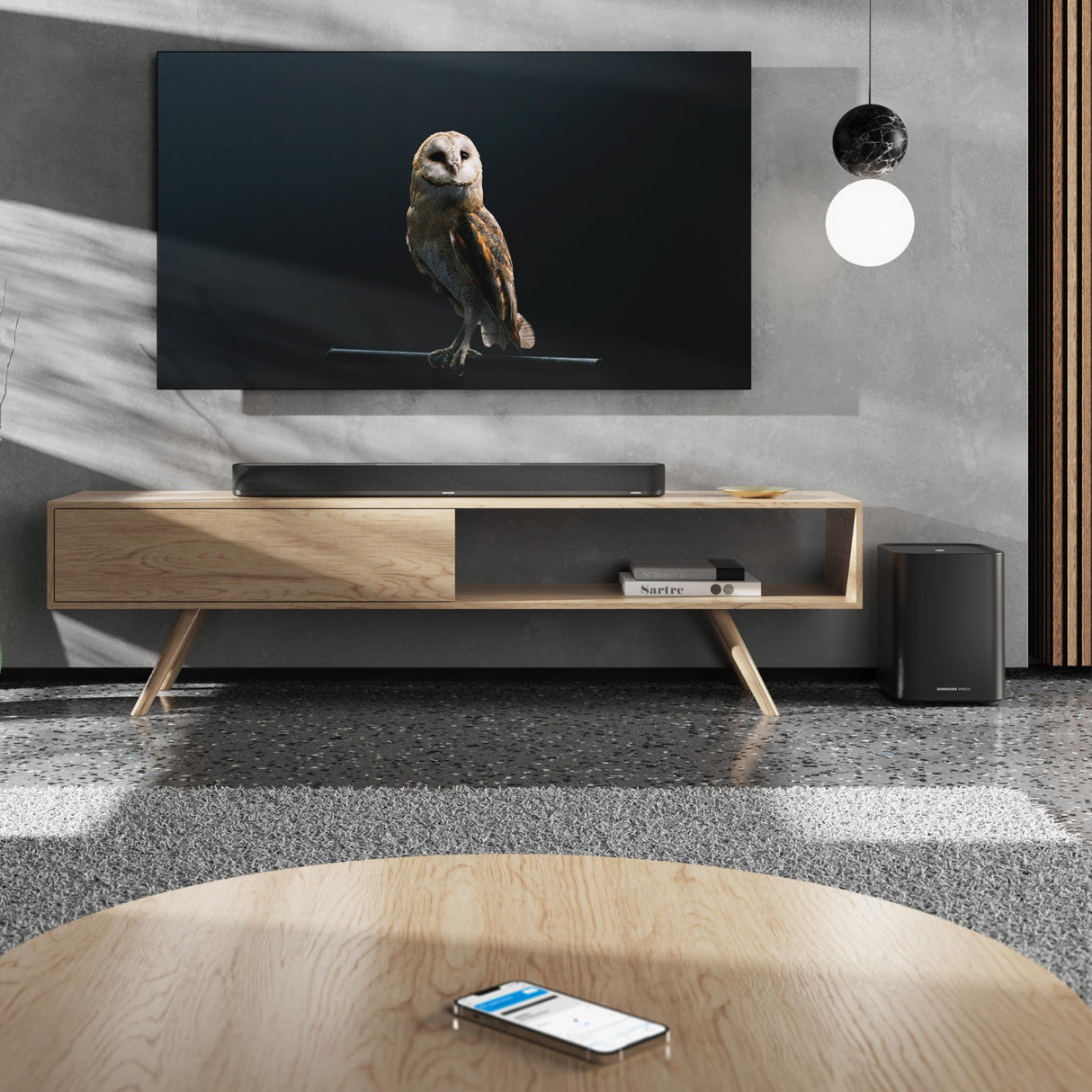 Sennheiser AMBEO Sub para TV y Música - Enchufe Europeo - Sonido Envolvente 3D Inmersivo - Bajos Profundos de 27 Hz - Subwoofer de 8" con Amplificador Clase D de 350W - para la Familia AMBEO Soundbar