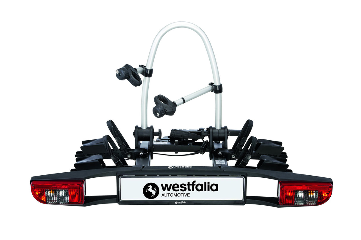 Westfalia Portabicicletas BC 60 para Enganches - Incluye Bolsa; portabicicletas para 2 Bicicletas; apto para Bicicletas Eléctricas; plegable