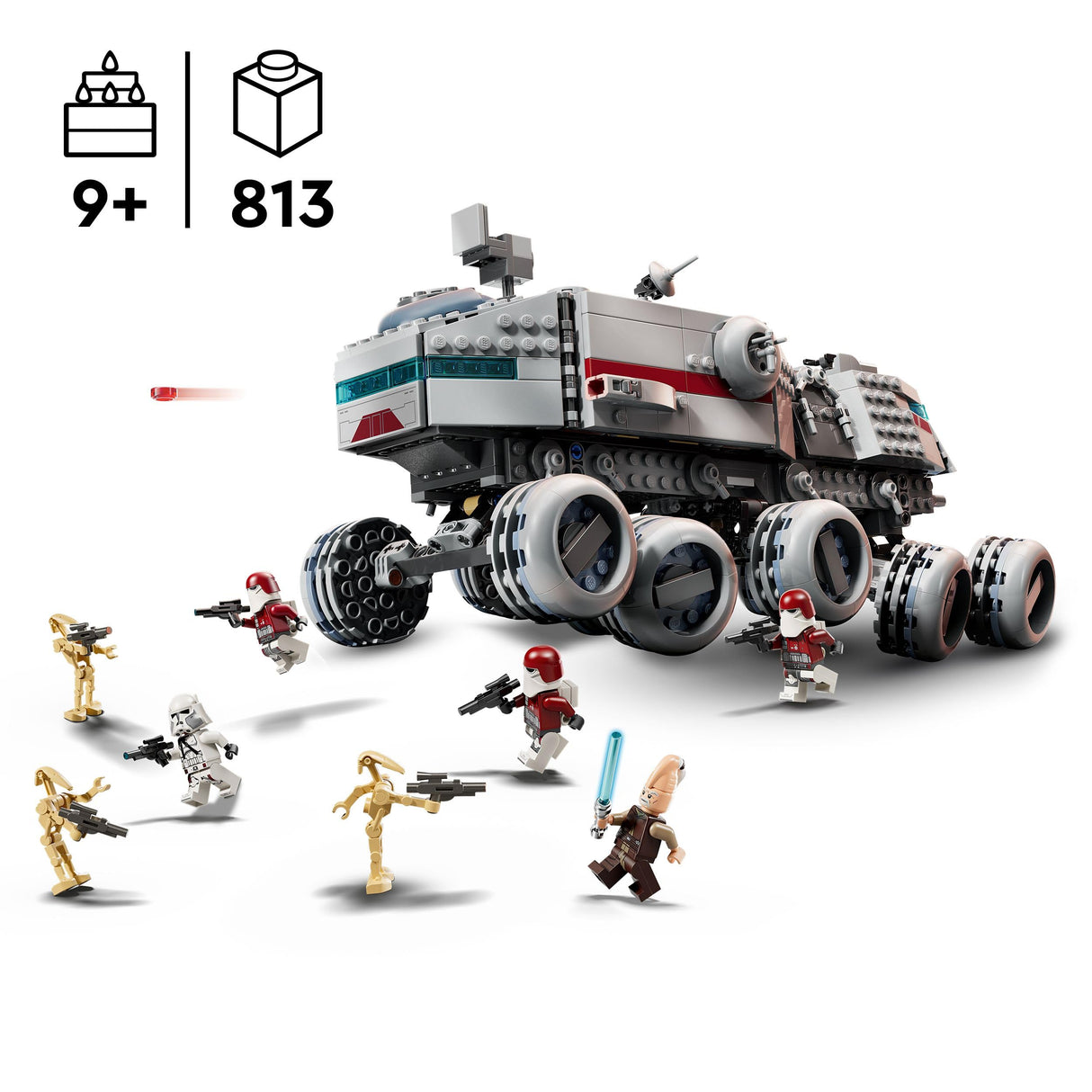 LEGO Star Wars 75413 Juggernaut de la República - Juguete de Construcción con 3 Figuras de Droides y 5 Minifiguras inc. Ki-Adi-Mundi con Espada Láser - Regalo para Niños de 9+ Años de Las Guerras Clon