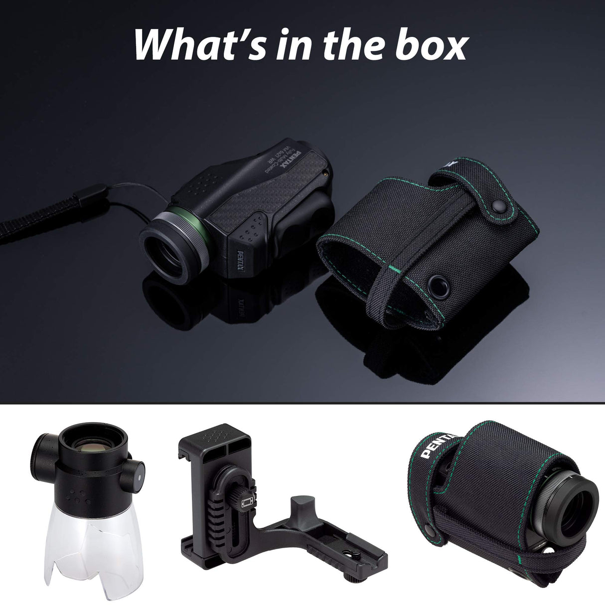 Pentax 63621 Monocular VM 6x21 WP - Kit Completo Incluye un Adaptador para Smartphone y Soporte Macro Junto con un monocular de Aumento Brillante y Claro 6X con excelente Rendimiento óptico. Black
