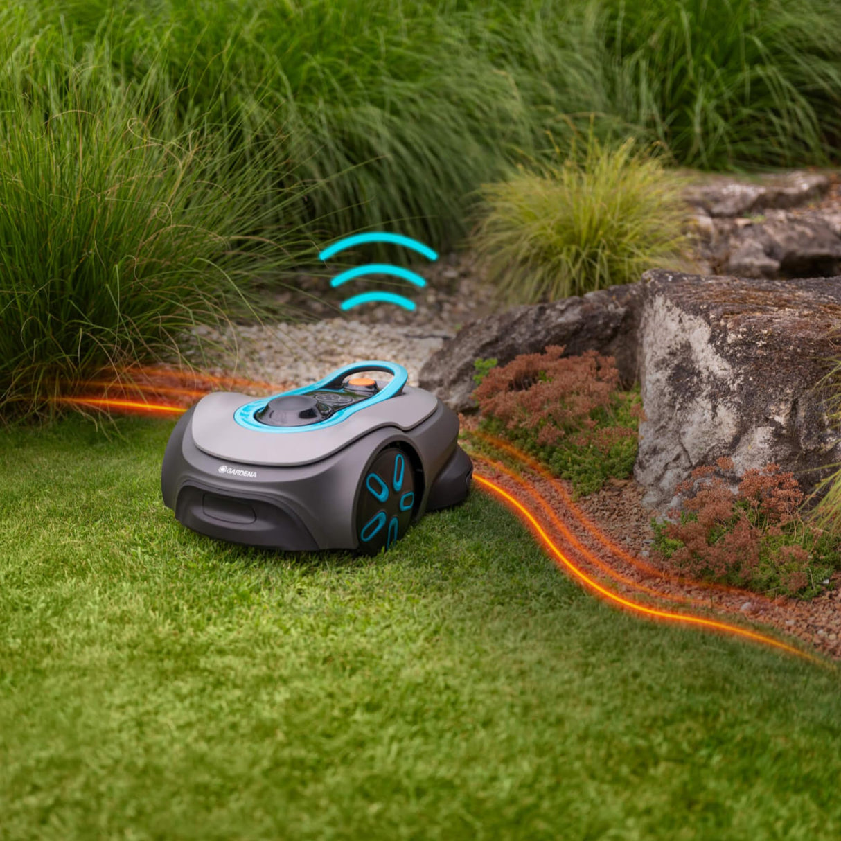 Gardena Smart SILENO Free Set 750 m² Robot cortacésped, inalámbrico, para césped de hasta 750 m², Lona Intelligence, sin Cable delimitador, Funcionamiento silencioso (19924-47)
