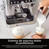 Ninja Luxe Pro Cafetera 3 en 1 para latte, cappuccino, cold brew y espresso con molinillo y espumador de leche integrados, fácil de usar y 5 preajustes automáticos de espuma, plata, ES701EU
