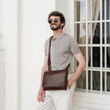 Time Resistance Bolso Messenger de Cuero - Bolso Bandolera para Hombre - Maletín