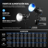 NEEWER 300W RGB Luz Video LED App/2.4G Control 17 Efecto 2500-7500K 36000lux/1m COB Iluminación Salida Continua CRI95+/TLCI97+ 4 Curvas de Atenuación Foco Bowens Mount para Estudio Fotográfico,FS300C