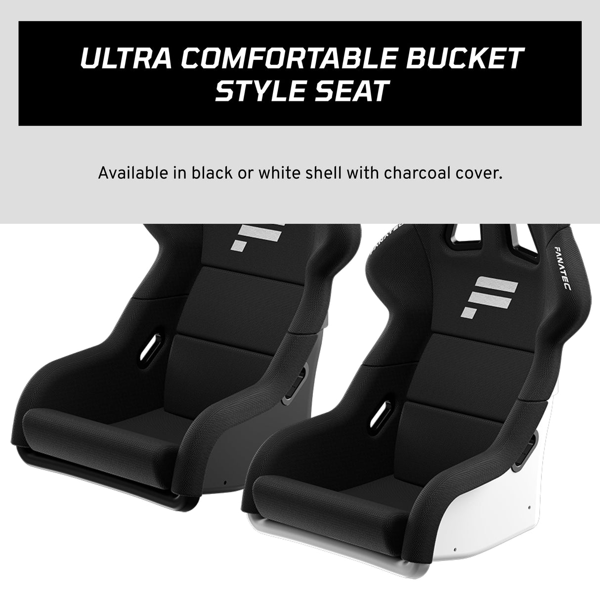 FANATEC ClubSport GT Sim Racing Asiento – Rígido y Duradero, Carcasa Reforzada con Fibra, Espuma Acolchada, Tejido Transpirable, Soporte Lumbar – Blanco