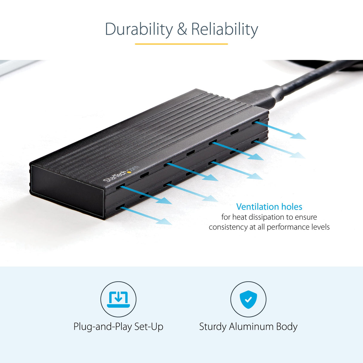StarTech.com USB-C 10Gbps to M.2 NVMe or M.2 SATA SSD Enclosure -, W126322503 (M.2 SATA SSD Enclosure - Portable External M.2 PCIe/SATA NGFF SSD Aluminum Case - USB Type-C & USB-A)
