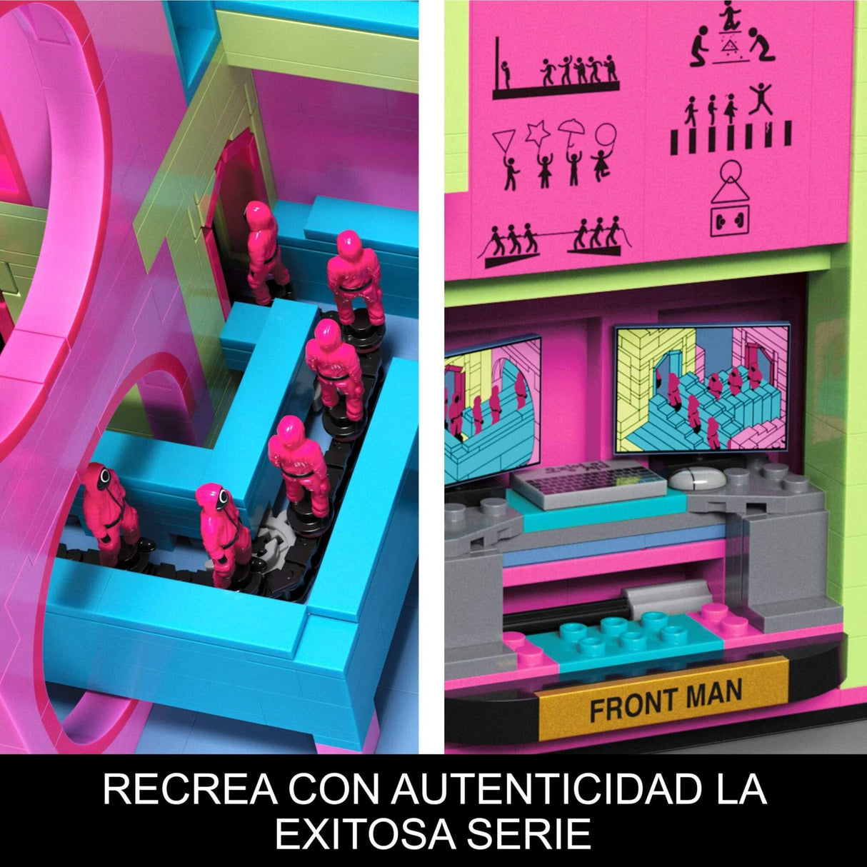 MEGA Squid Game La escalera Figura de acción, juego de construcción con 1707 Piezas, figura articulada con movimiento, para coleccionistas, HYL45