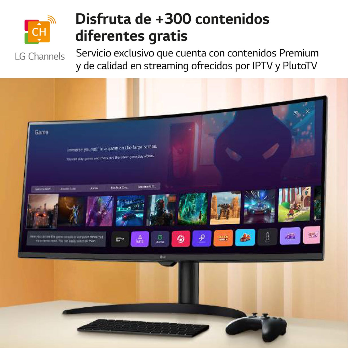 LG 34SR65QC-B - MyView Smart Monitor, 34", Panel VA, (3440x1440), 21:9, 100 Hz, 10ms Clasificación F, ThinQ App y Alexa, Negro