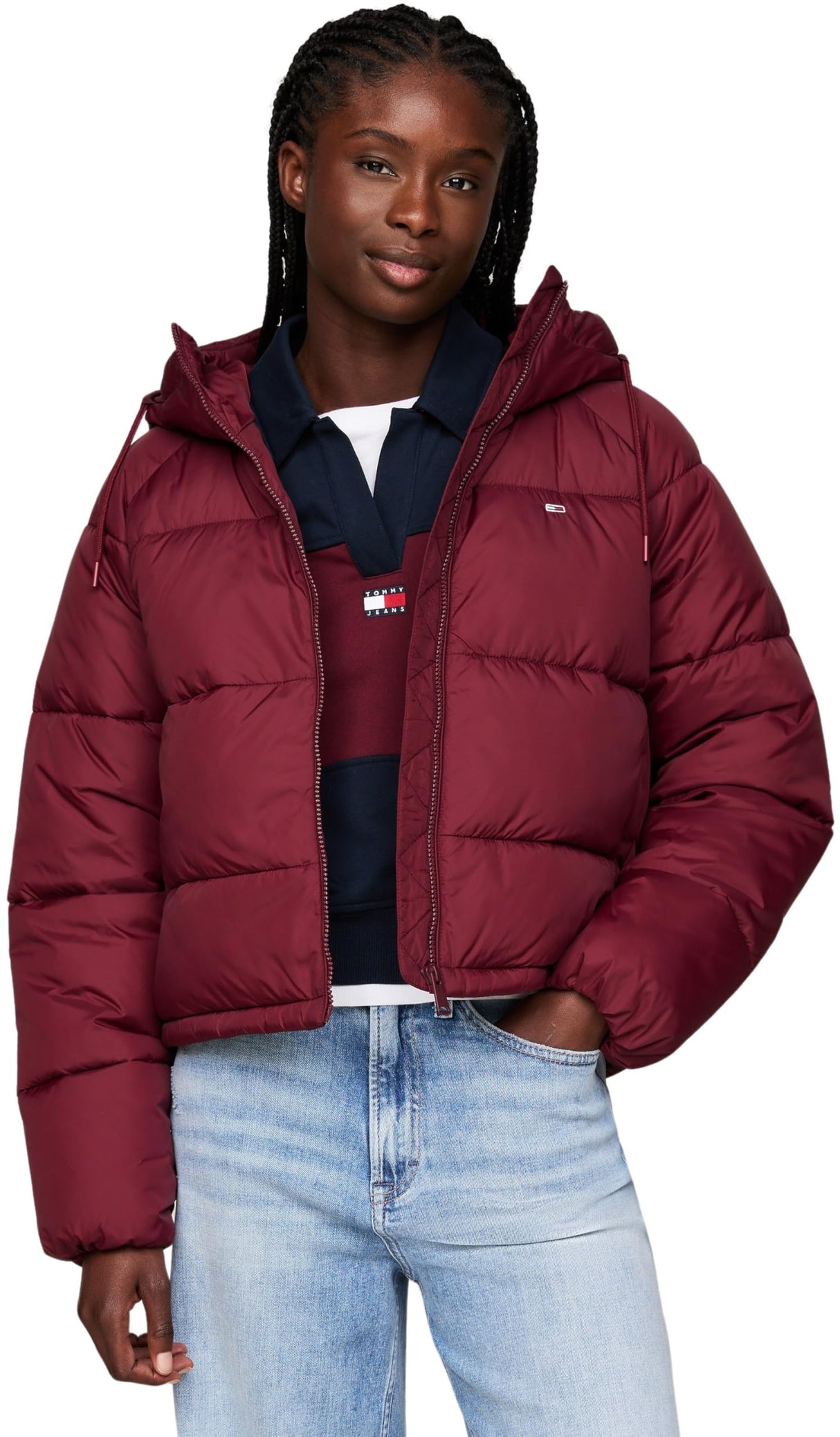 Tommy Jeans Cazadora Acolchada Mujer Cálida, Rojo (Deep Rouge), XXS