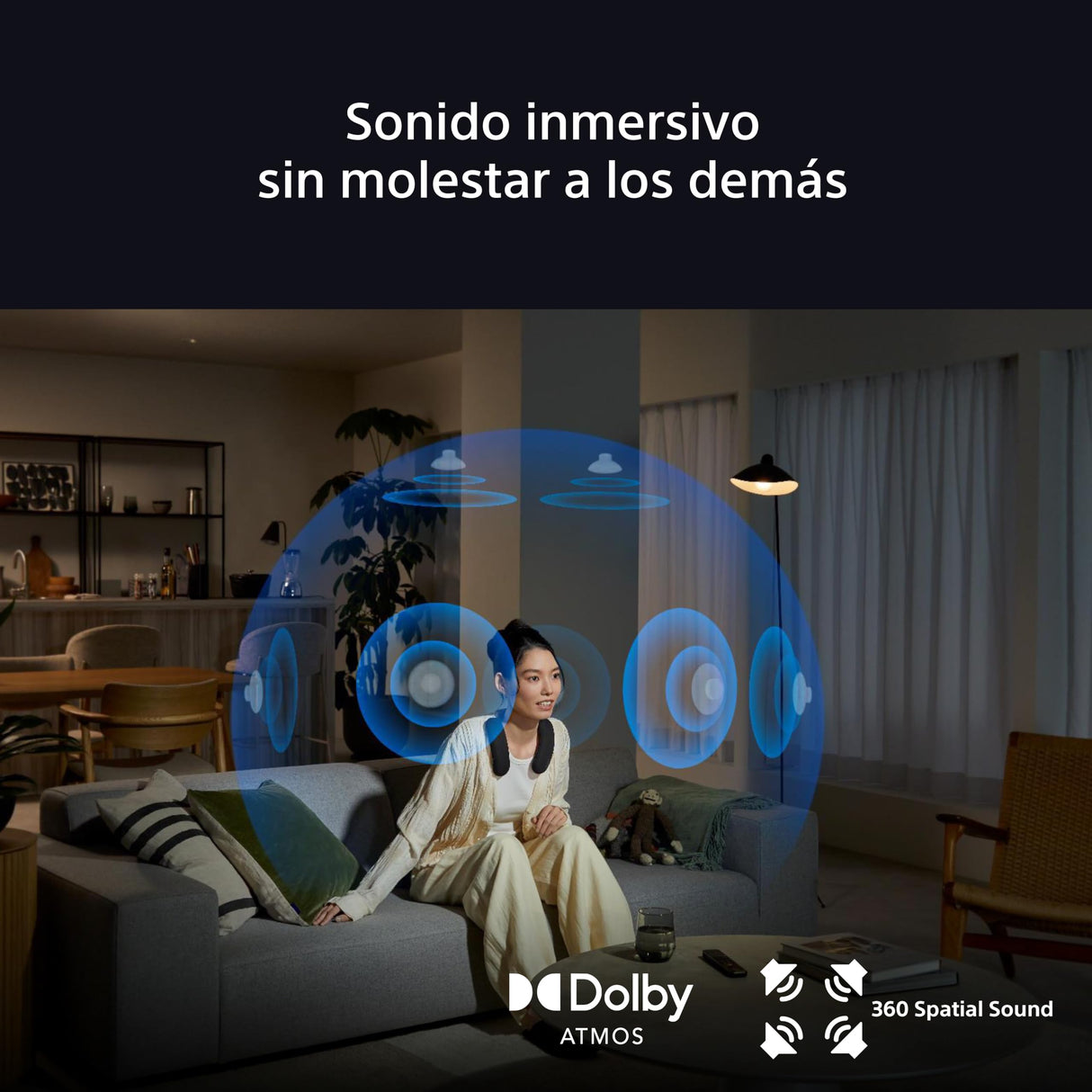 Sony BRAVIA Theatre U Dolby Atmos® Altavoz de Cuello, Bluetooth®, conexión multipunto, función Gaming PS5, 360 Spatial Sound, 12H Autonomía, Neckband HT-AN7