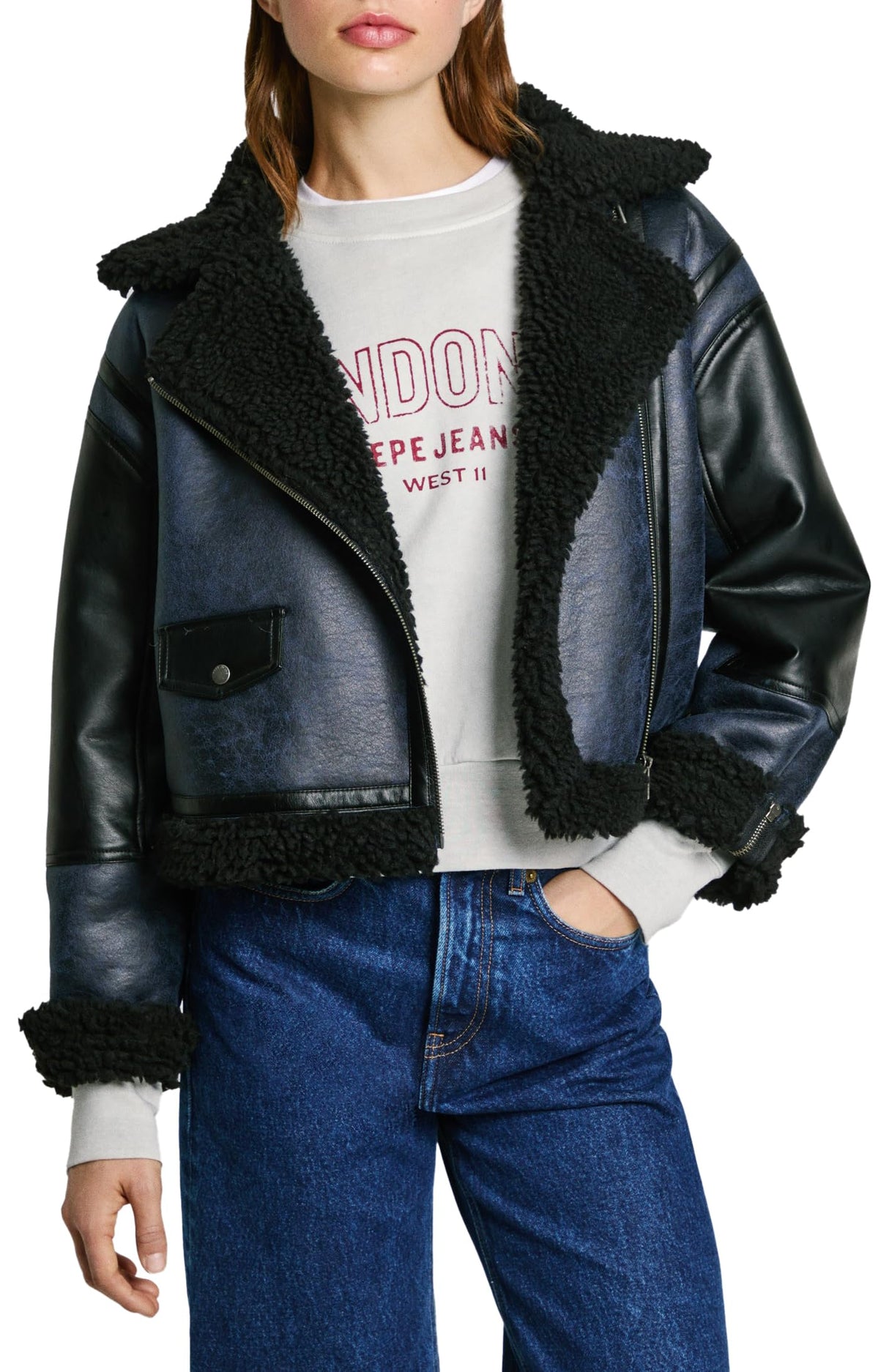 Pepe Jeans Brooklyn Chaqueta, Azul (Dulwich Blue), XL para Mujer