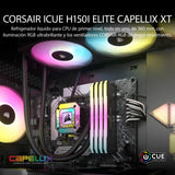 Corsair iCUE H150i Elite CAPELLIX XT Refrigerador Líquido de CPU - Tres Ventiladores AF120 RGB Elite - Radiador de 360 mm - Intel® LGA 1700, 1200, 115X, 2066, AMD® AM5, AM4 - Negro
