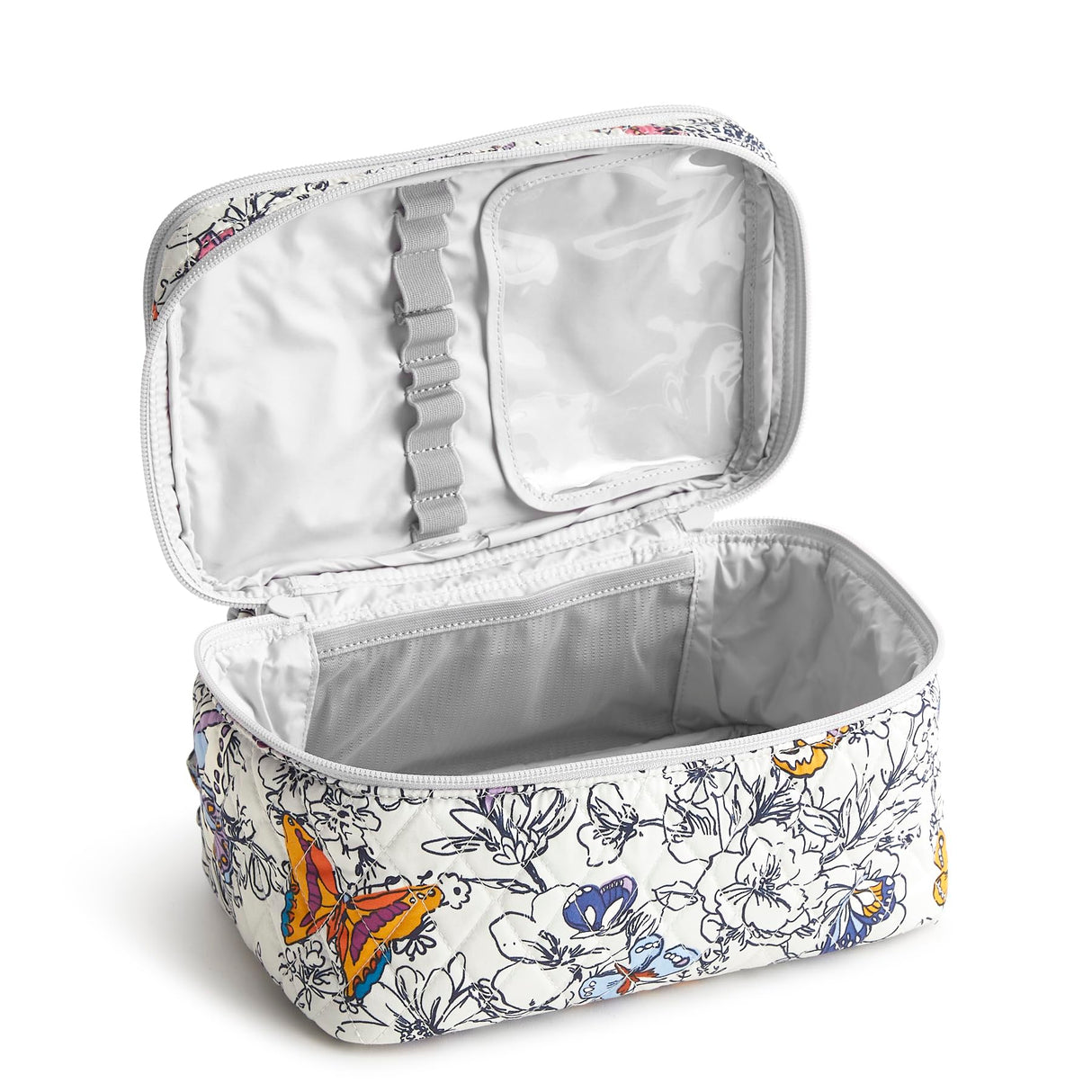 Vera Bradley Neceser de Maquillaje de algodón para Mujer, Wing + Bloom, Talla única, Neceser de algodón para cepillar