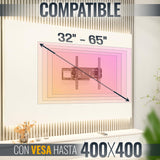 RICOO Soporte TV Pared Giratorio Inclinable Televisión 30-65" (76-165cm) R08 Brazo articulado Televisor LED/LCD/Curvo VESA 200x200-400x400