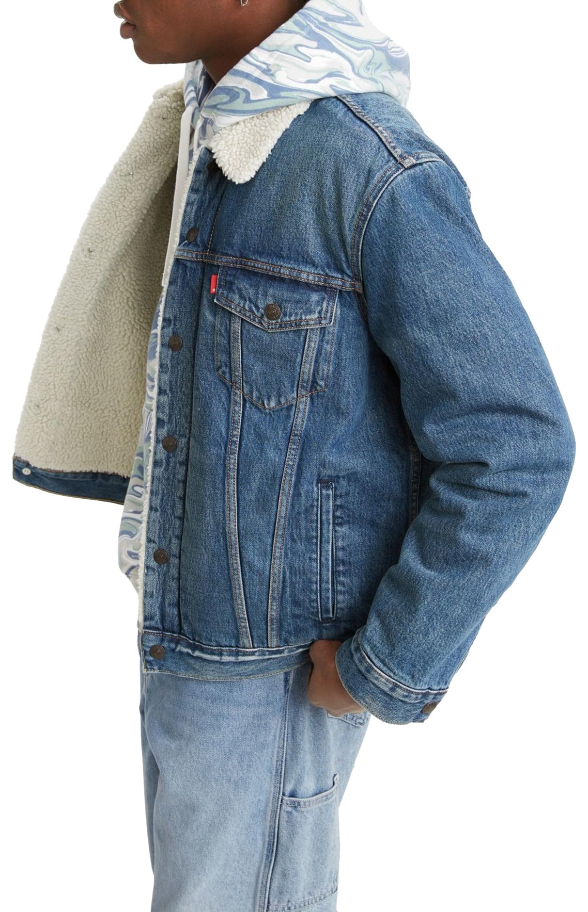 Levi's Type 3 Sherpa Trucker Chaqueta, Fable, L Hombre