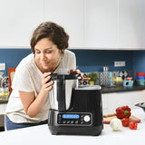 Moulinex HF456810, ClickChef Cocina multifunción compacta, 1400 W, 5 Programas, 32 Funciones, Báscula de cocina integrada, Olla a vapor, Batidora, Color Negro, 3.6 L