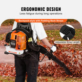 VEVOR Soplador de Hojas de Gas 52 CC Soplador de Nieve de Mochila 2 Tiempos con Tanque de Combustible 1,37 L Volumen de Aire de 480 CFM para Cuidado del Césped, Limpieza de Hojas, Eliminación de Nieve
