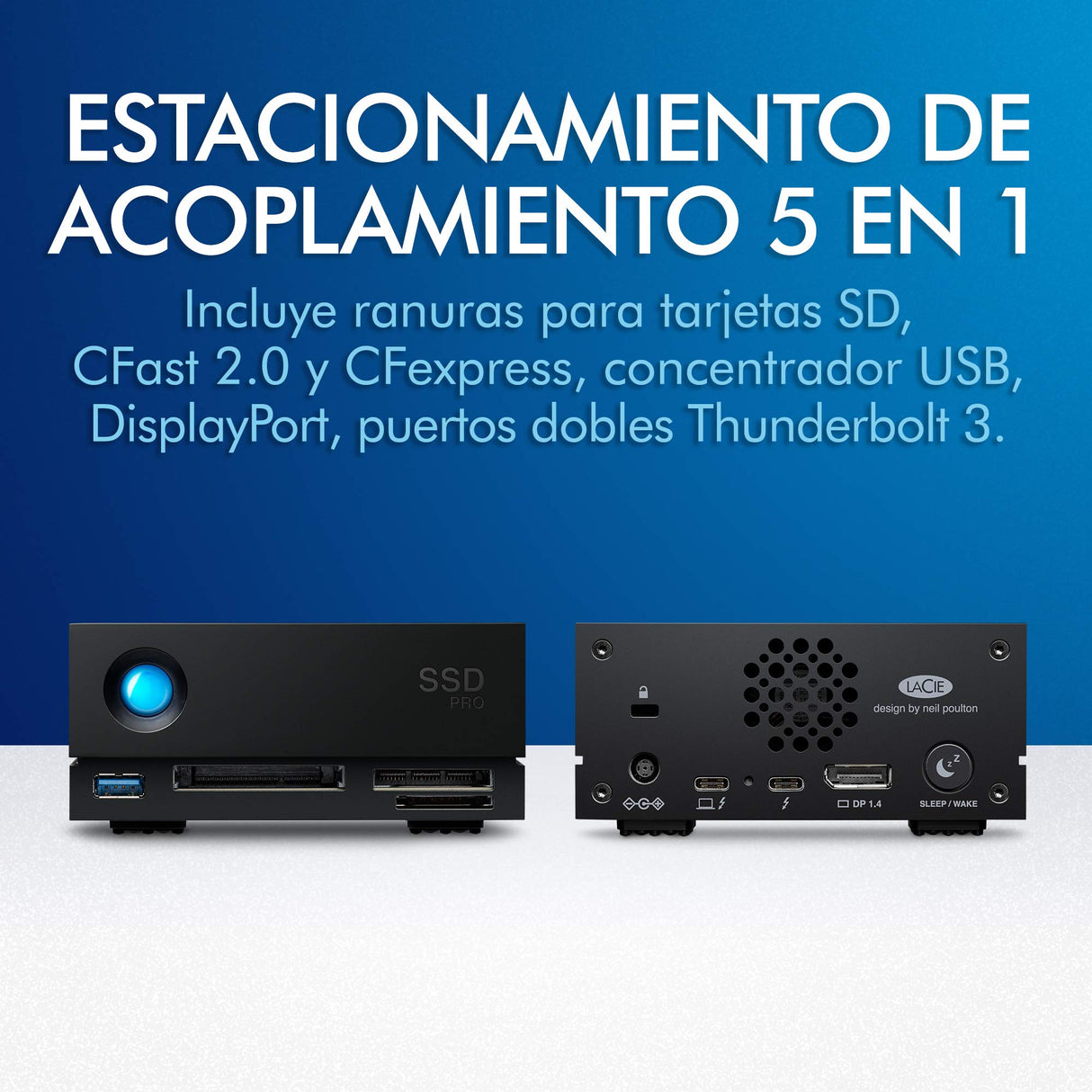 LaCie 1big Dock SSD Pro de 2TB, Unidad De AcoplamienTB SSD, Para PC Mac iPad & iPhone, Data Rescue Service (STHW2000800)
