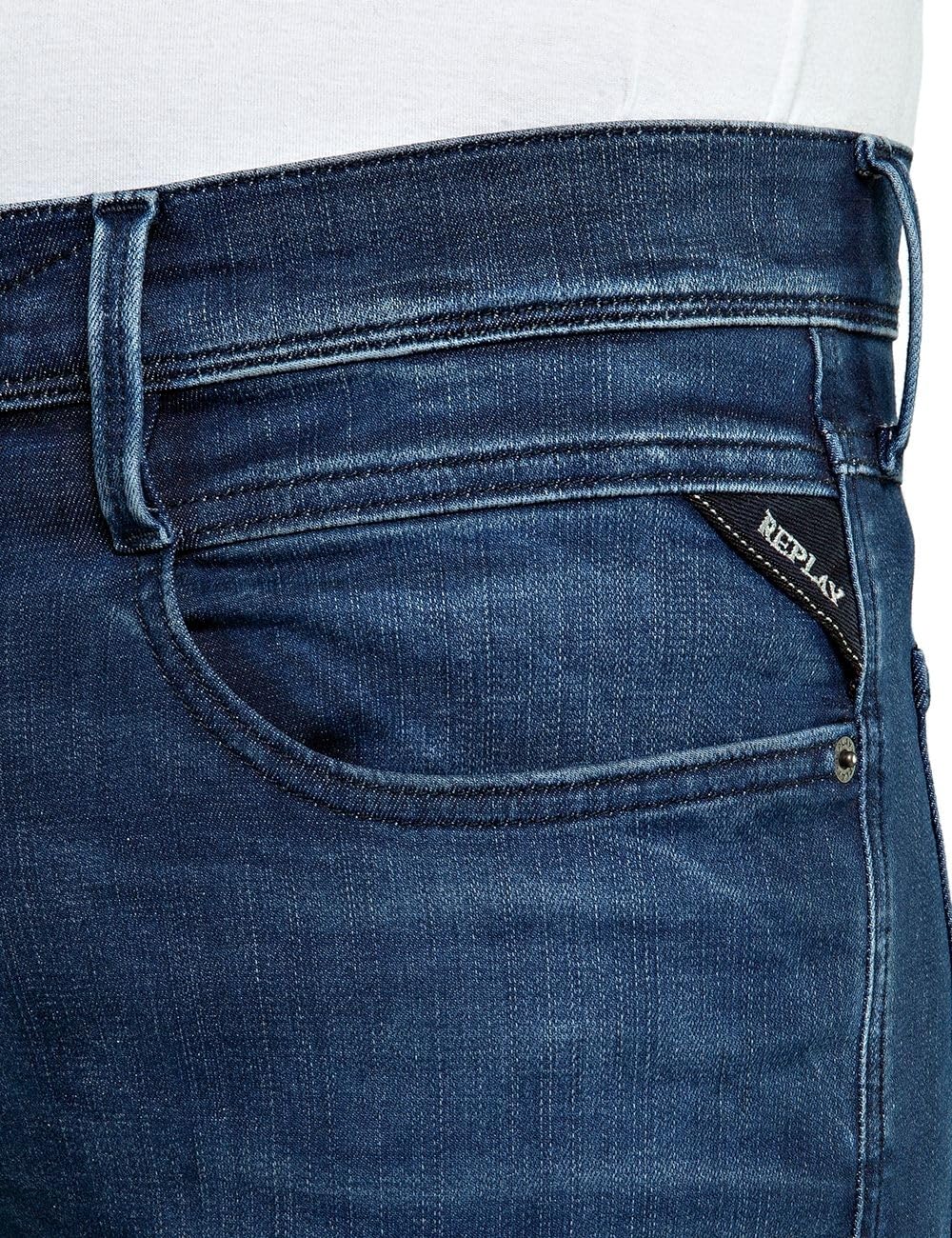 Replay Anbass Slim-Fit Hyperflex Jeans con elástico, Azul (Dark Blue 007), W30 x L30 para Hombre