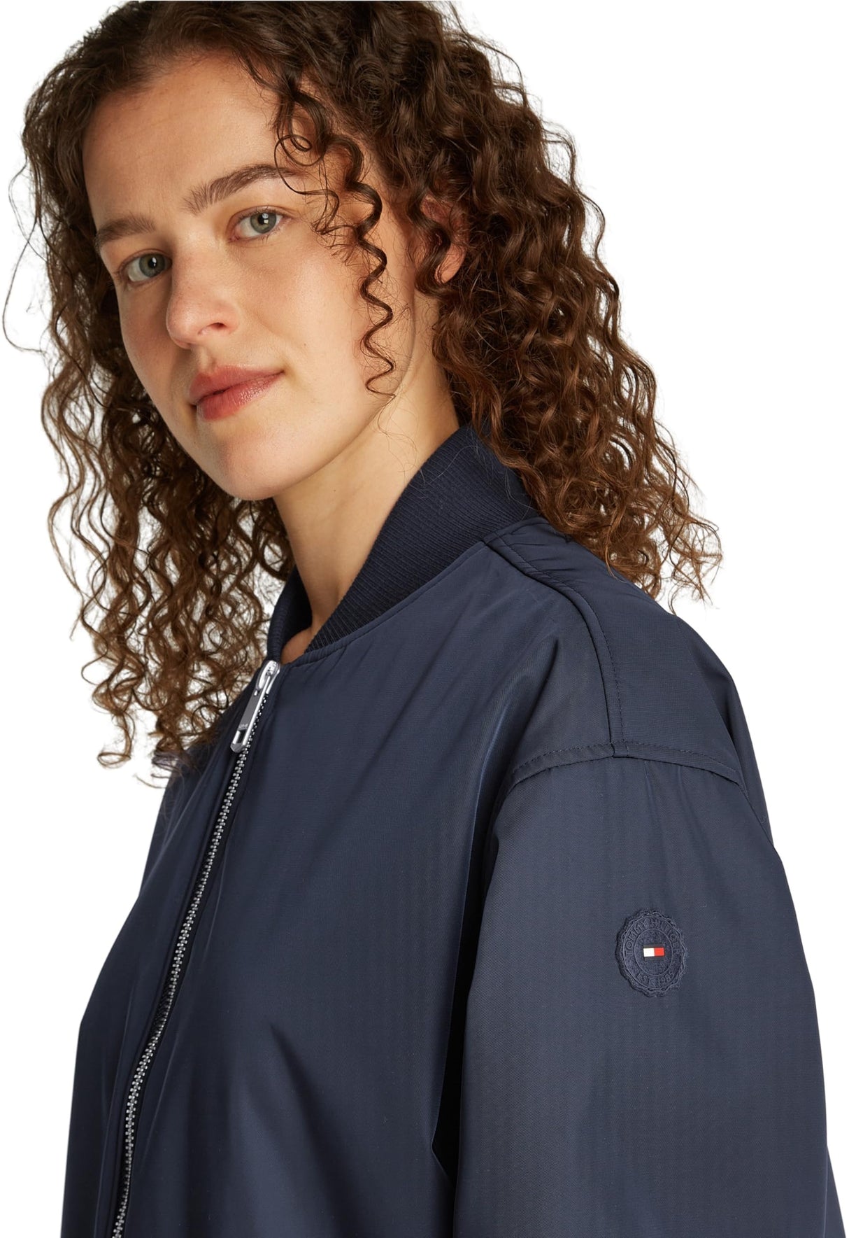 Tommy Hilfiger Cazadora Bomber Mujer Casual Nailon fina, Azul (Dark Night Navy), L