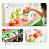 Teamson Kids Puesto de Mercado Vermont de Madera con Verduras, Pizarra, balanza, Cajas de jardín y Accesorios de Compra para niños