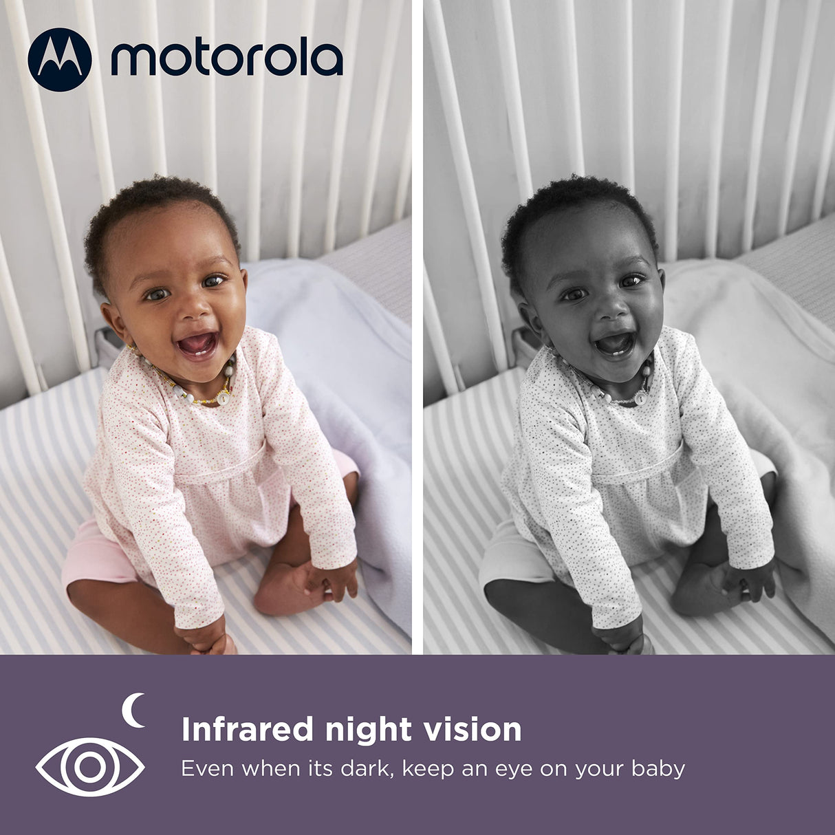 Motorola Nursery VM85 Connect Vigilabebés con Cámara – WiFi y App Móvil, Pantalla 5”, Visión Nocturna, Giro/Inclinación, Comunicación Bidireccional, Canciones de Cuna