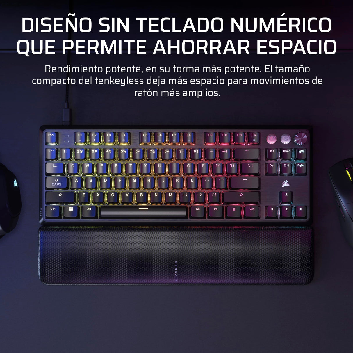 CORSAIR K70 PRO TKL RGB Teclado para Juegos con Cable Magnético-Mecánico – Interruptores Ajustables MGX Hyperdrive Pre-Lubricados, SOCD y Disparo Rápido Simultáneos, 8.000 Hz, QWERTY – Negro
