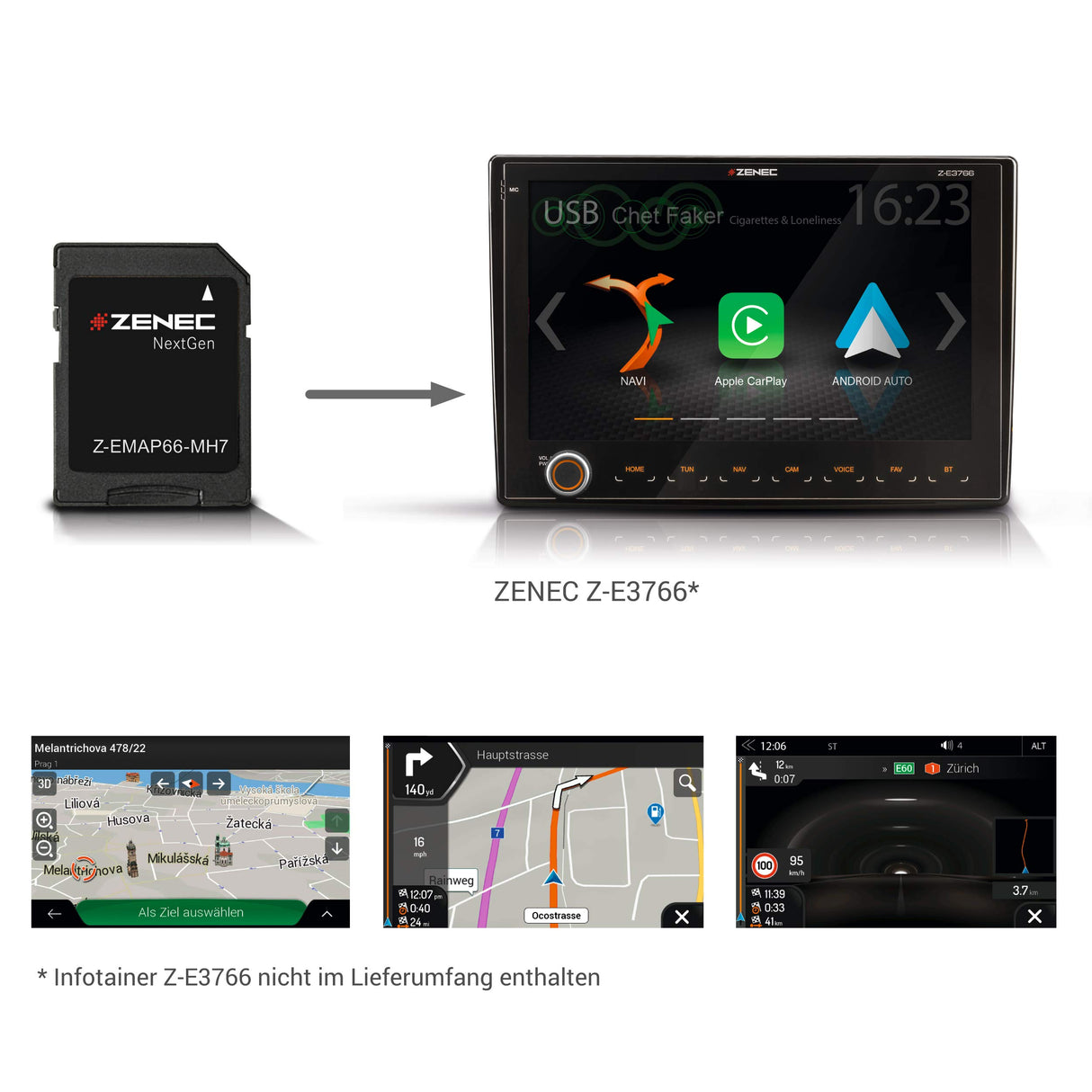 ZENEC Z-EMAP66-MH7: Micro Tarjeta SD con Autocaravana GPS para ZENEC Radios de Coche/Multimediasysteme Z-E3766,Z-N965,Z-N966,3-D Tarjetas para Europa, Campamento P. O. I. para Autocaravana, TMC