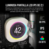 CORSAIR XC7 RGB Elite LCD Bloque de refrigeración líquida para CPU - Pantalla LCD IPS 480x480-31 LED RGB - USB-C - Compatible con Intel LGA 1700, AMD AM5 y anteriores - Blanco