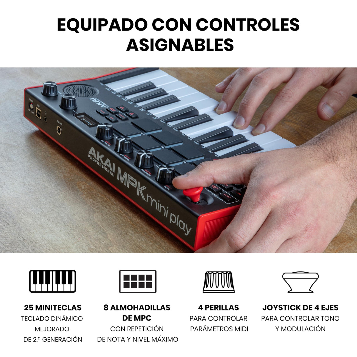 Akai Professional MPK Mini Play MK3 - Teclado Controlador MIDI con Altavoz y Sonidos Integrados, Pads MPC, Teclado Dinámico, Software de Producción Musical y Native Instruments Sound Package